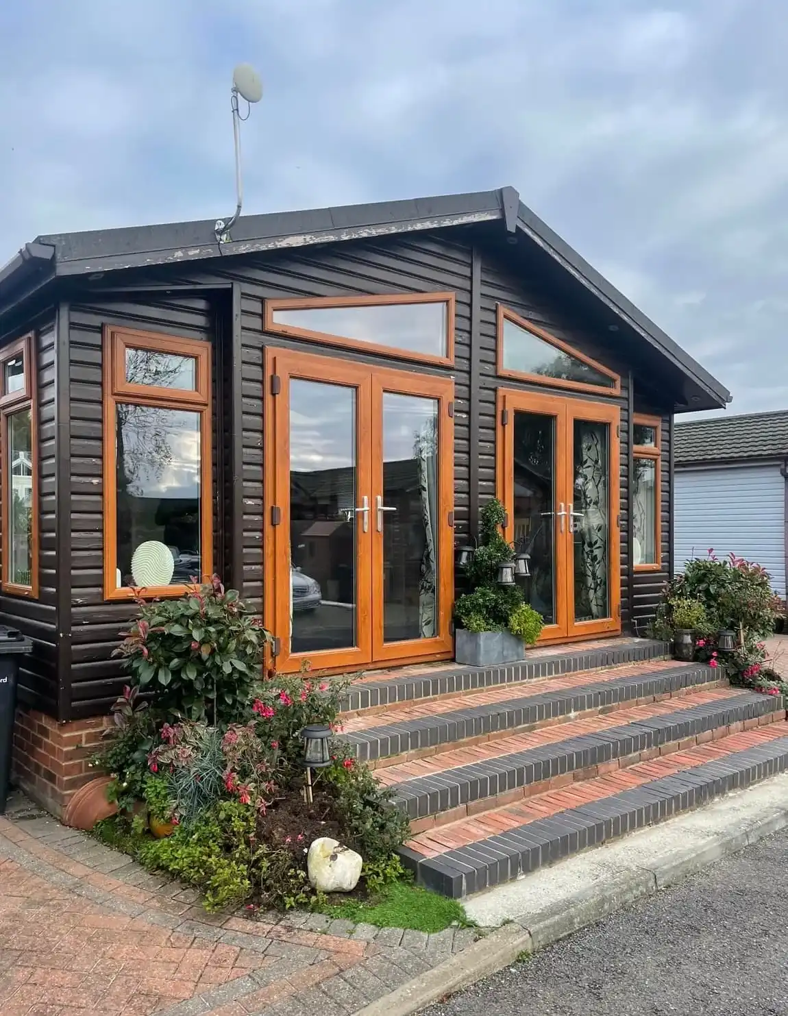 summer house with wooden windows