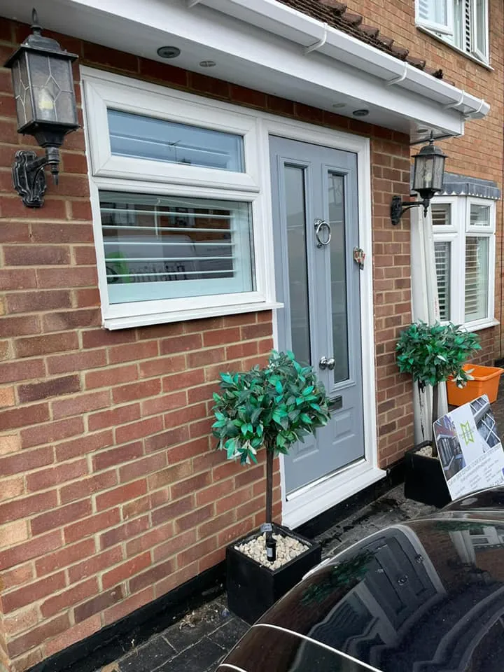 grey composite door on front extension