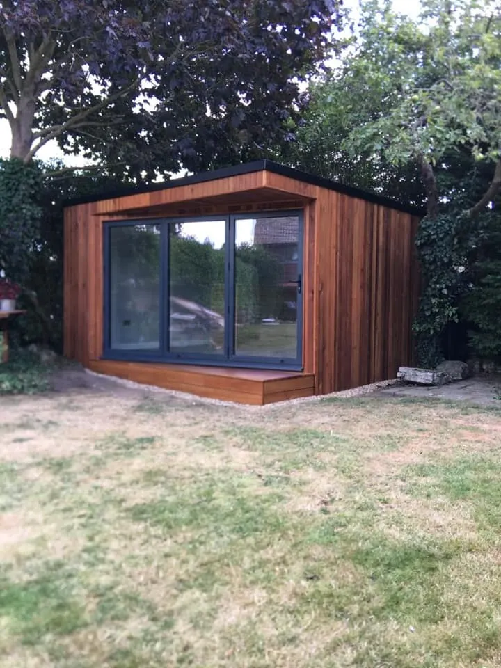 garden room with black windows